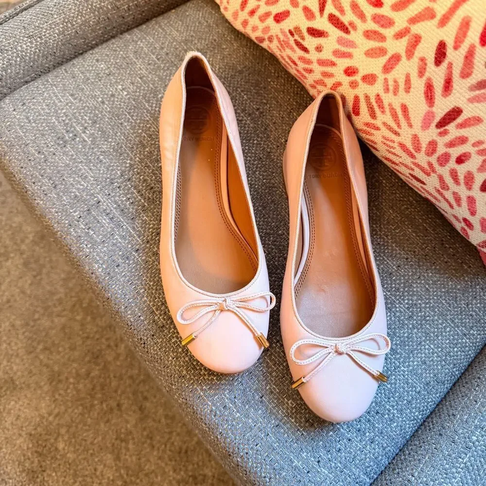 Tory Burch Women's Pink Ballet Block Heel with bow Size 6.5